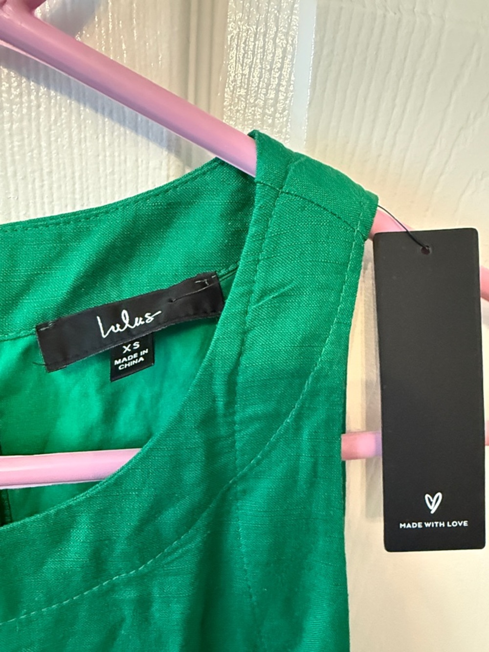 Lulus Shift To Chic Green Linen Shift Dress With Pockets - Size XS - Picture 3 of 8